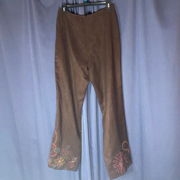 Vintage Y2K Muse Embroidered Faux Suede Wide Leg Pants Size 12 - Picture 7 of 12